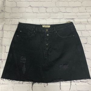 Free People Black Jean Skirt